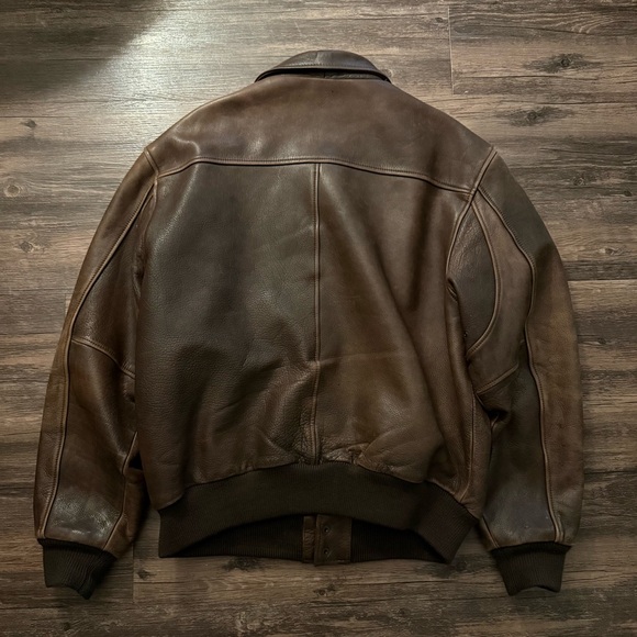 Vintage John Ashford Brown leather bomber jacket - Picture 3 of 3